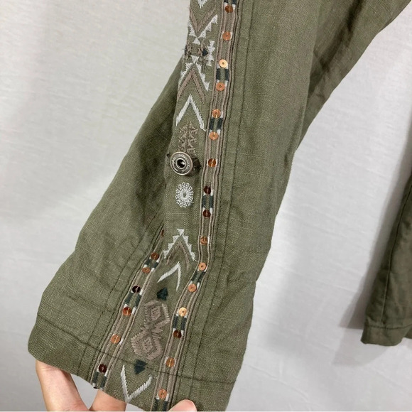 INC International Concepts 100% Linen Olive Green Boho Casual Pants Size 8 - Picture 7 of 13